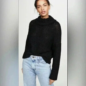 Free people My only sunshine black sweater XS Cable knit‎